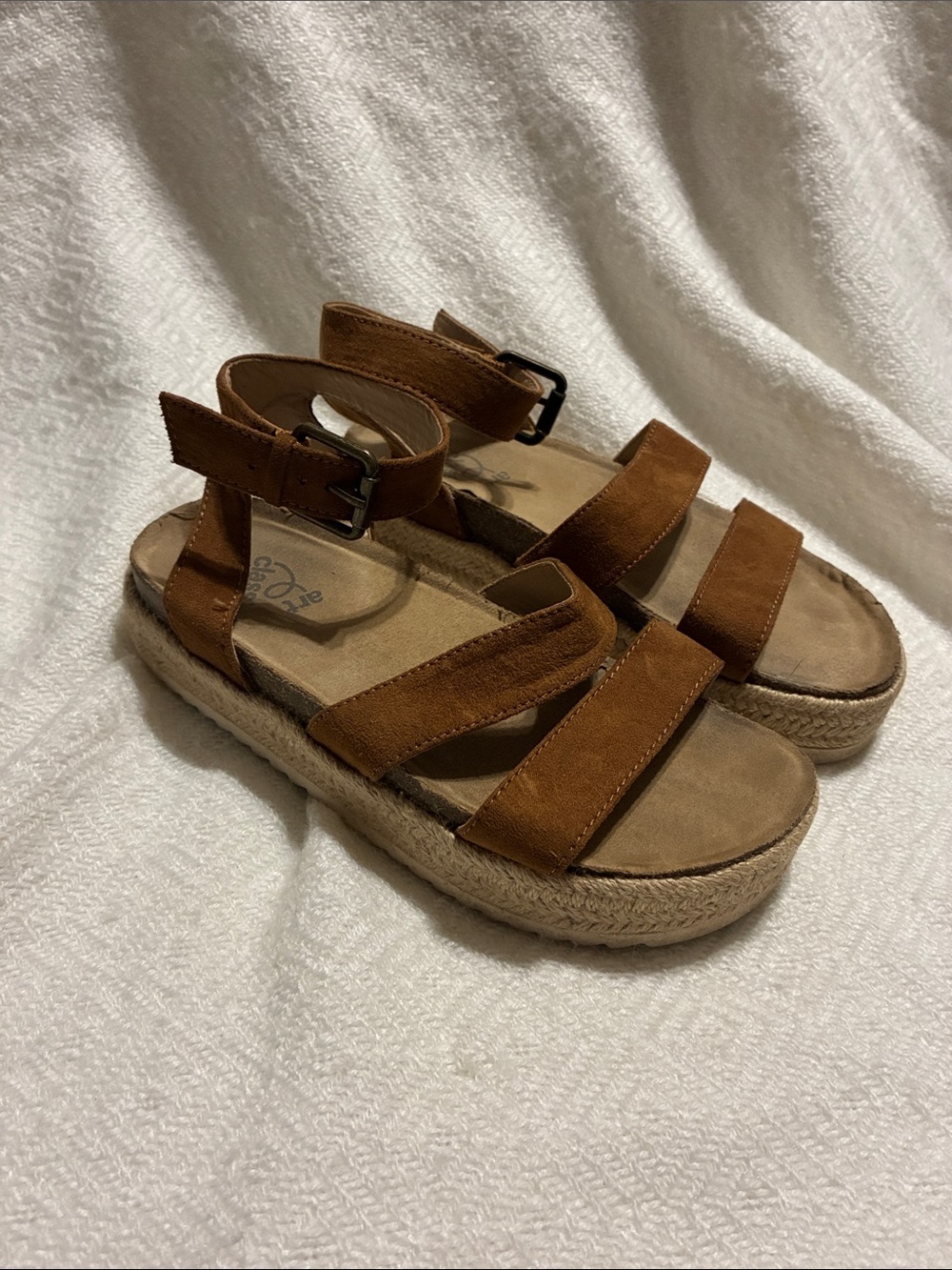 art class Brown Suede Platform Sandals for Kids